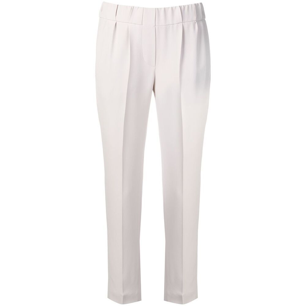 Brunello Cucinelli Tapered Elasticated Trousers In White