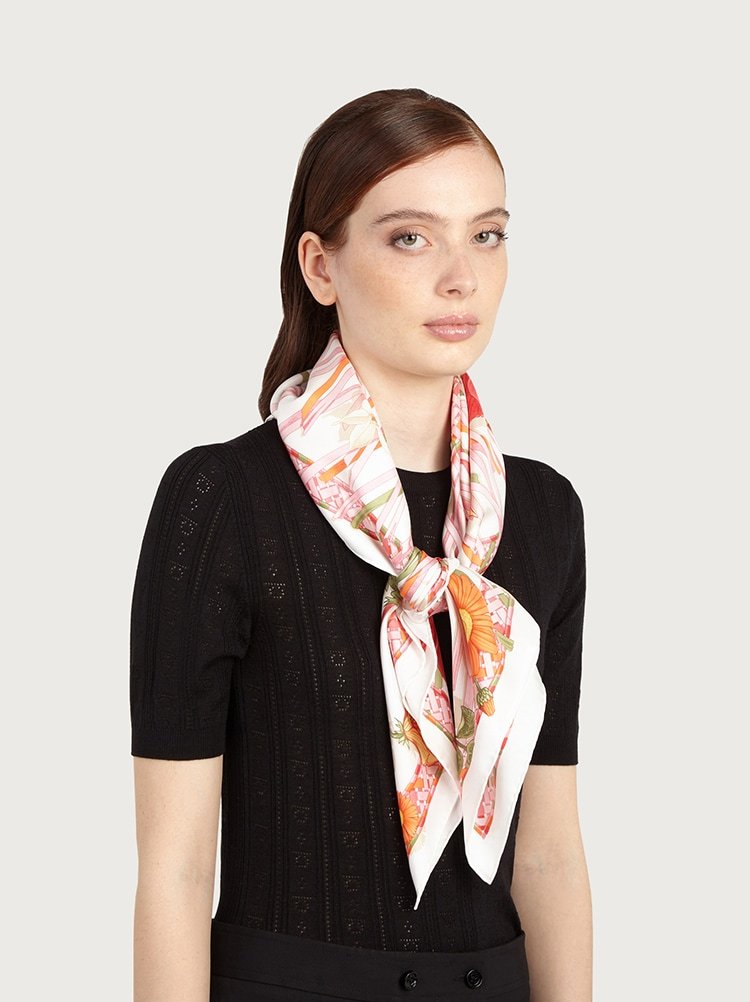 Ferragamo Salvatore  Floral-printed Finished Edge Scarf In Multicolor