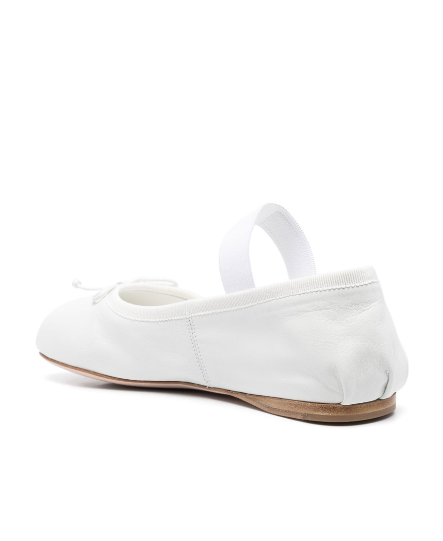 Miu Miu Leather Mary Jane Ballerina Flats In White