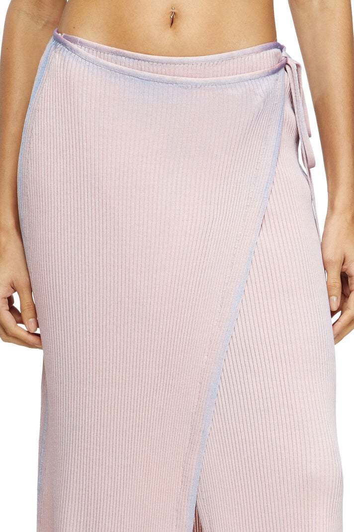 Diesel Wrap Skirt In Double-dyed Rib-knit In Pink