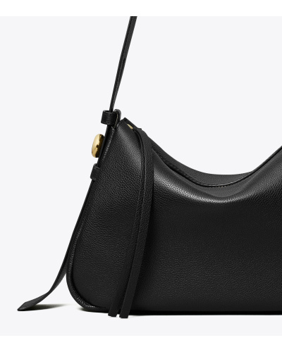 Tory Burch Romy Curved-flap Shoulder Bag In Black