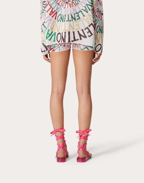 Valentino Gold And Silver Jacquard  Loop Shorts In Pink