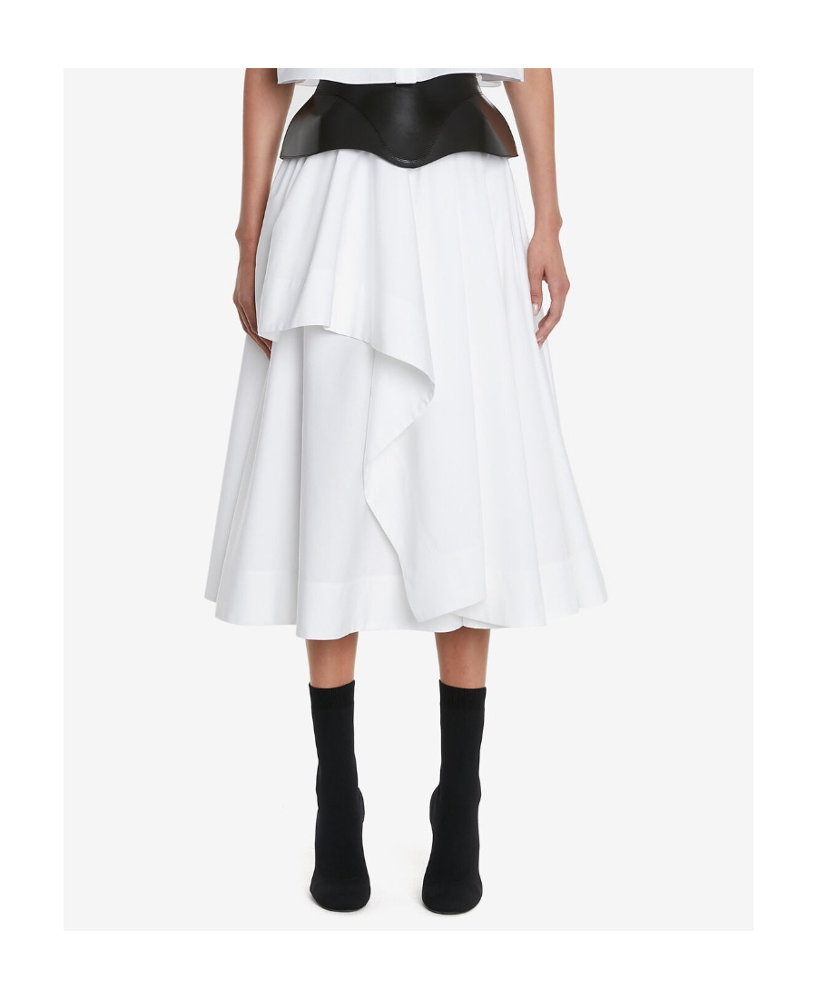 ALEXANDER MCQUEEN ASYMMETRIC PLEATED MIDI SKIRT