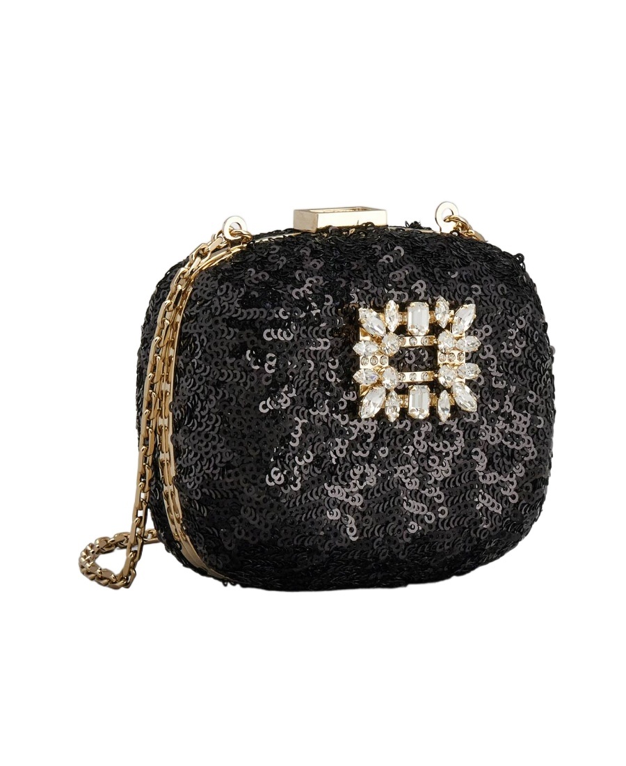 Roger Vivier Sequin Embellished Clutch Bag In Black