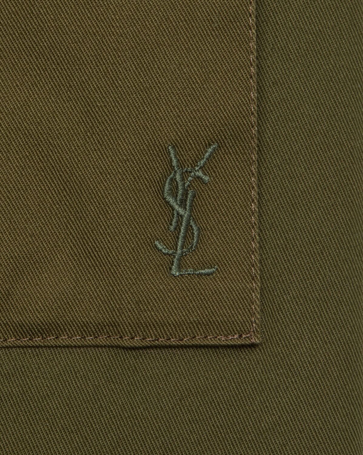 Saint Laurent Cassandre Cotton Cargo Trousers In Green