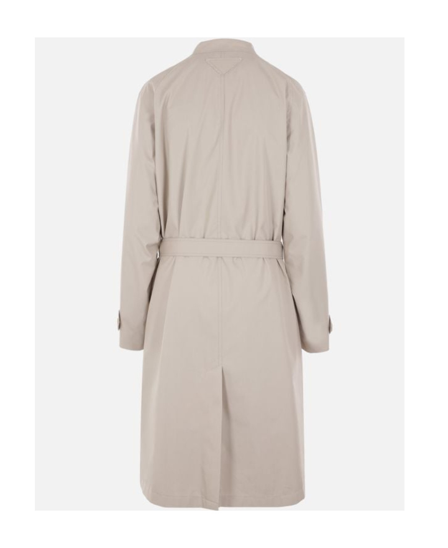 Prada Double-breasted Belted Trench Coat In Nude