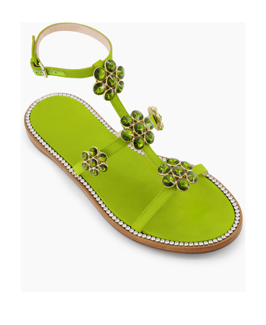 Giambattista Valli Jaipur Embellished Flat Sandals In Green