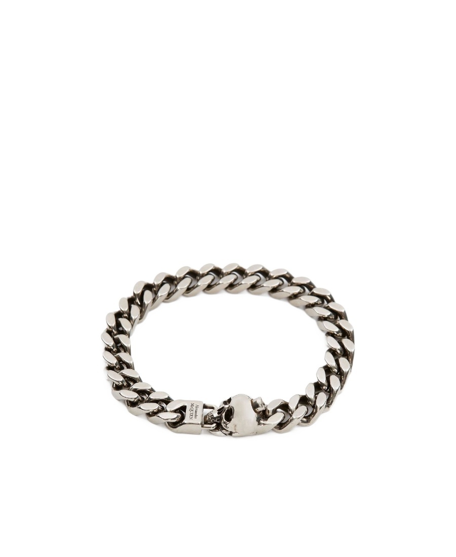 Alexander Mcqueen Skull Charm Chain-link Bracelet In Metallic