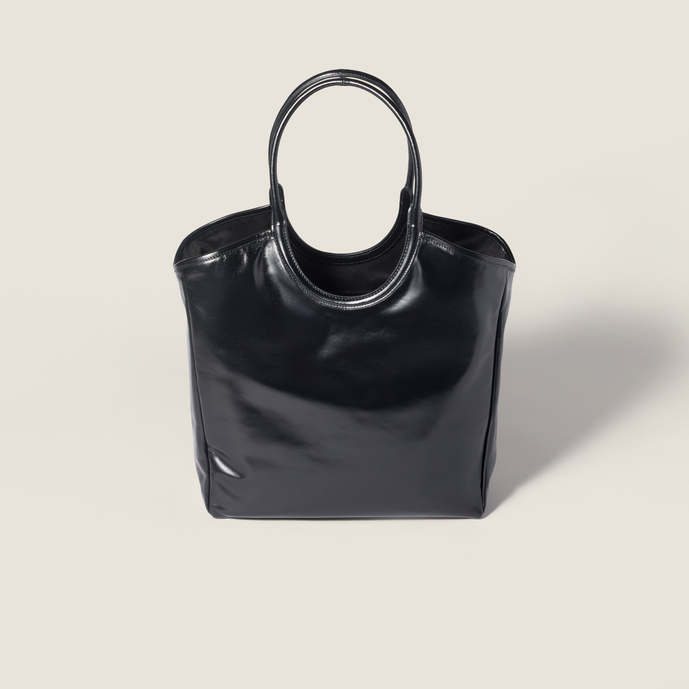 Miu Miu Ivy Leather Tote Bag In Black