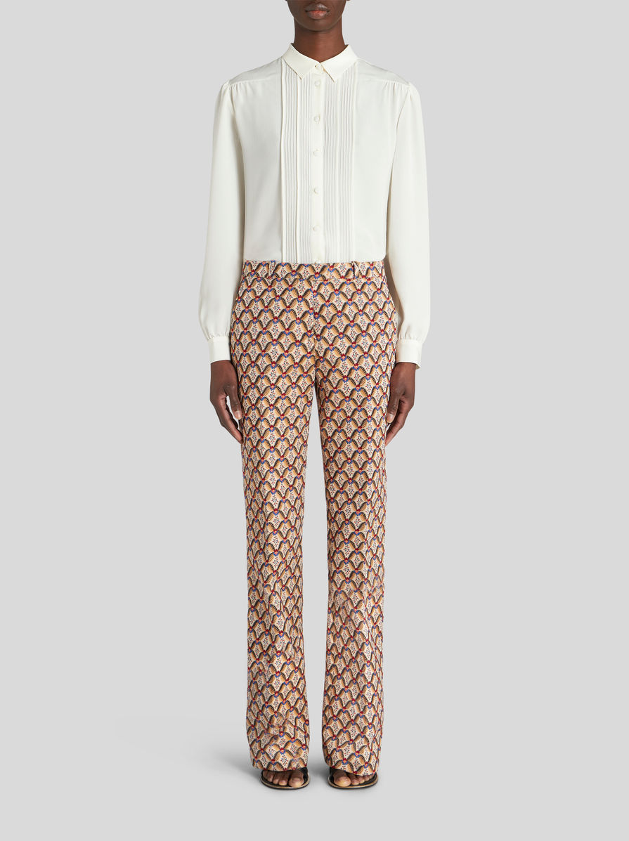 Etro Floralia -jacquard Trousers In Nude