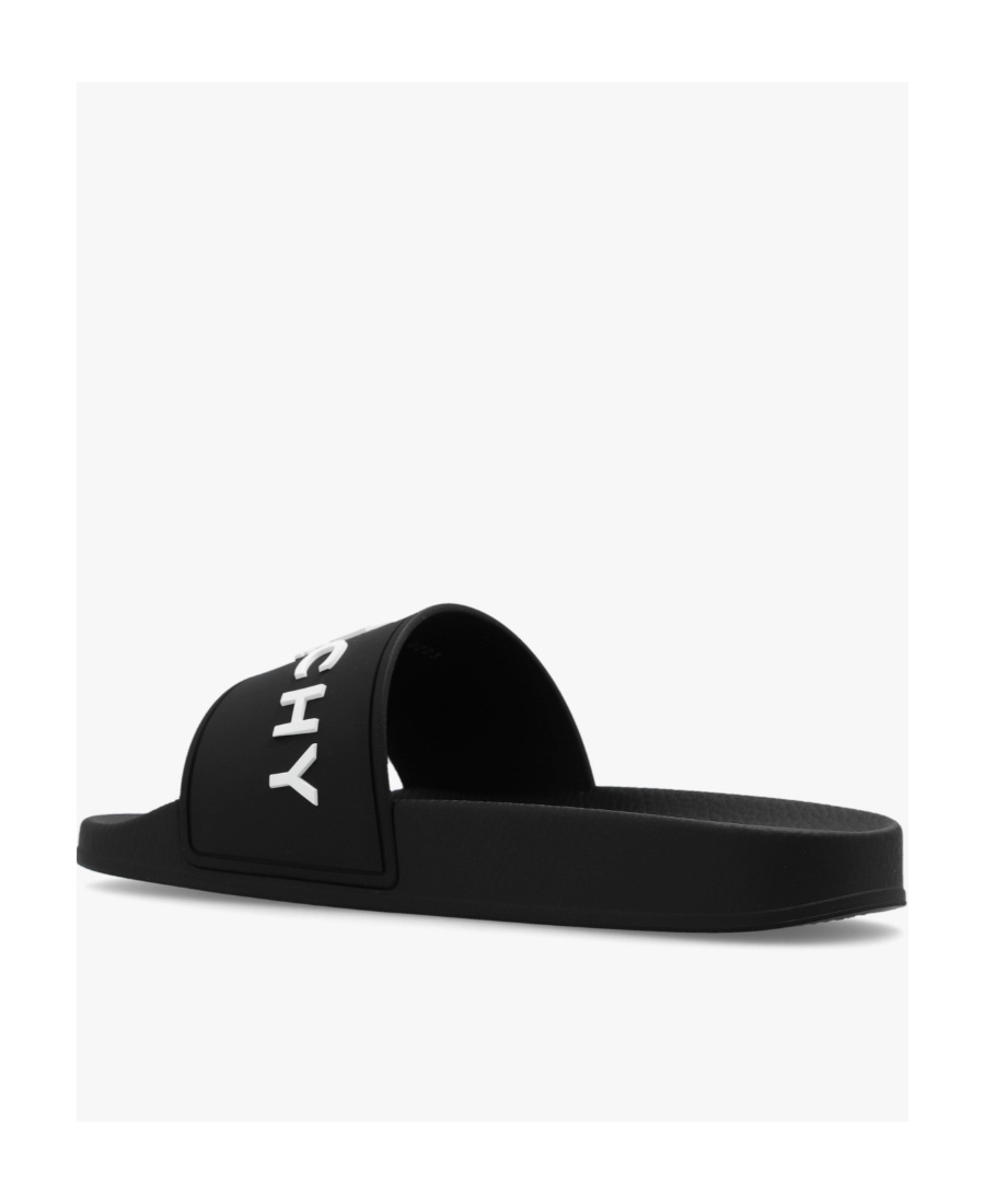 Shop Givenchy Slide Flat Sandals In Recycled Rubber In Black