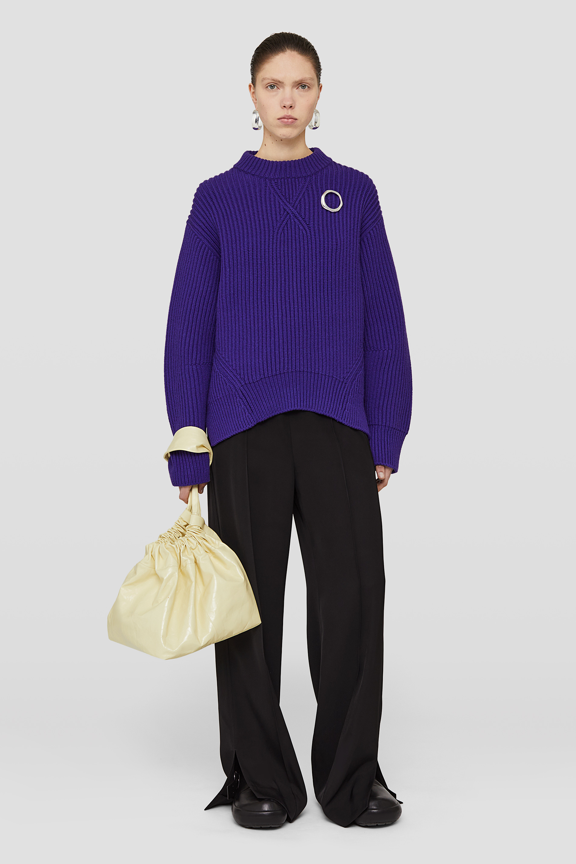 Jil Sander Ribbed-knit Wool Jumper In Blue
