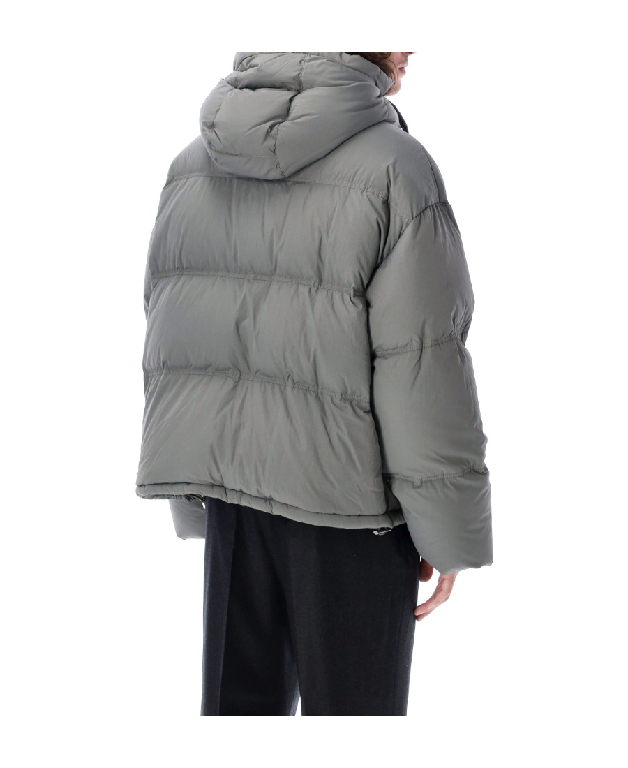 Ami Alexandre Mattiussi Long-sleeved Hooded Down Jacket In Gray