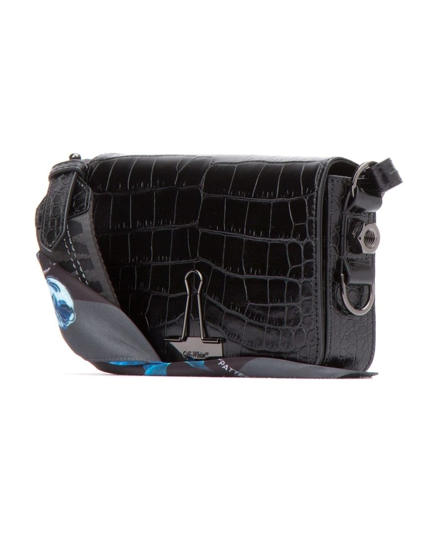 Off-white Crocodile Clip Satchel In Black