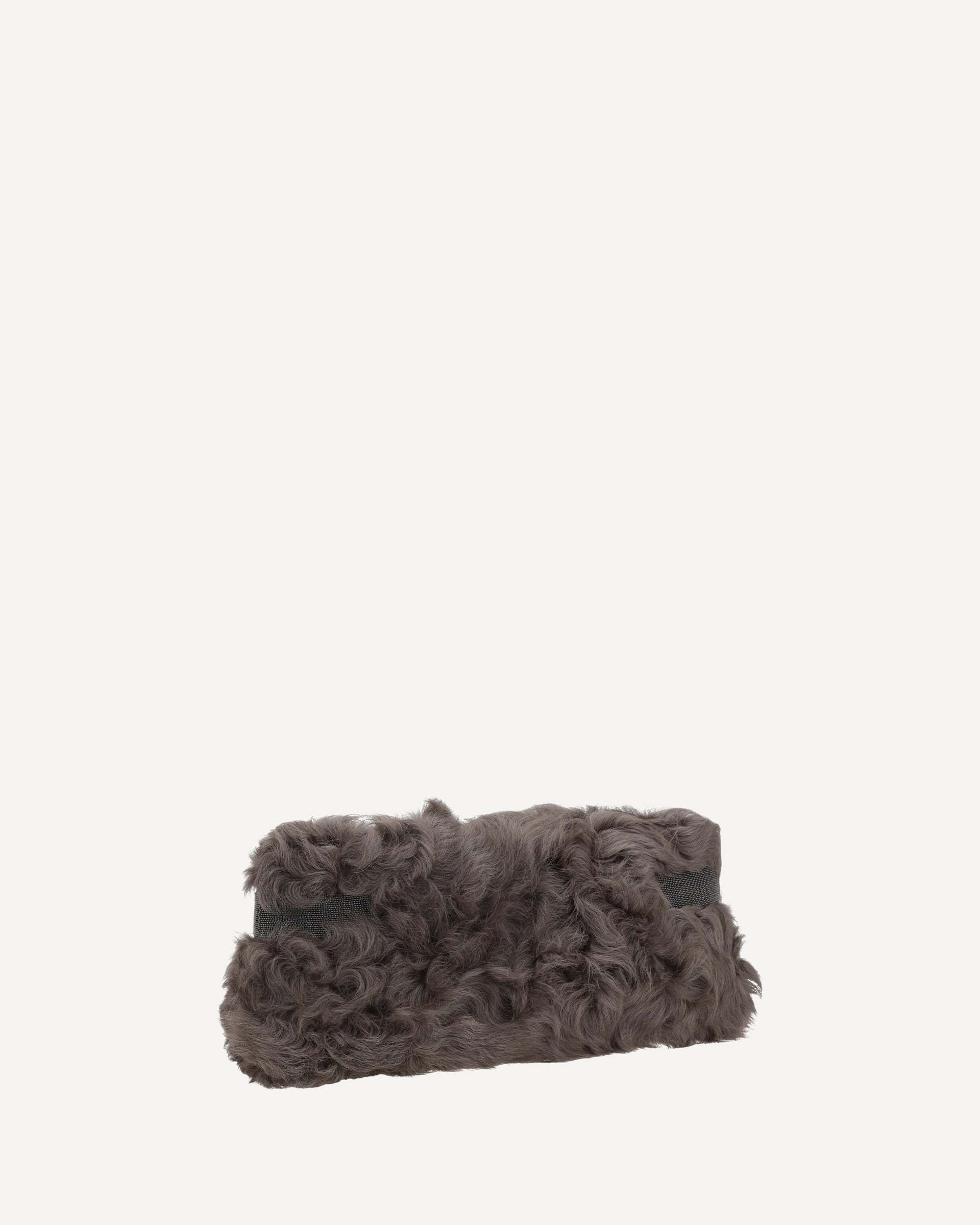 Brunello Cucinelli Wavy Shearling Clutch Bag In Brown