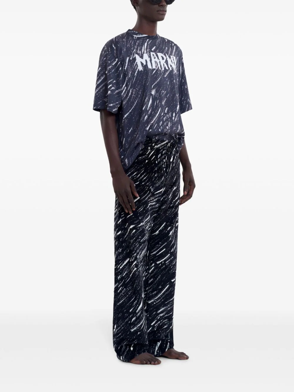 Marni Men's Logo Print T-shirt In Black