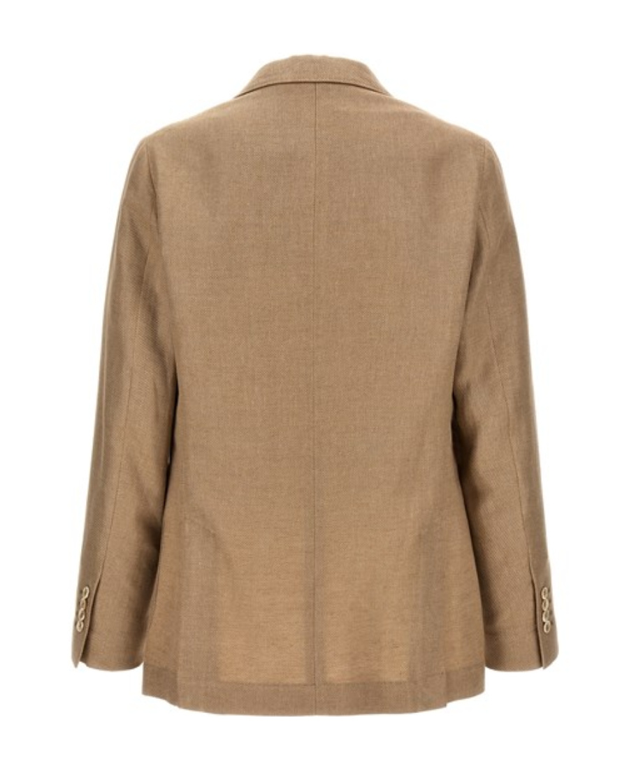 Brunello Cucinelli Linen Blend Single-breasted Blazer In Brown