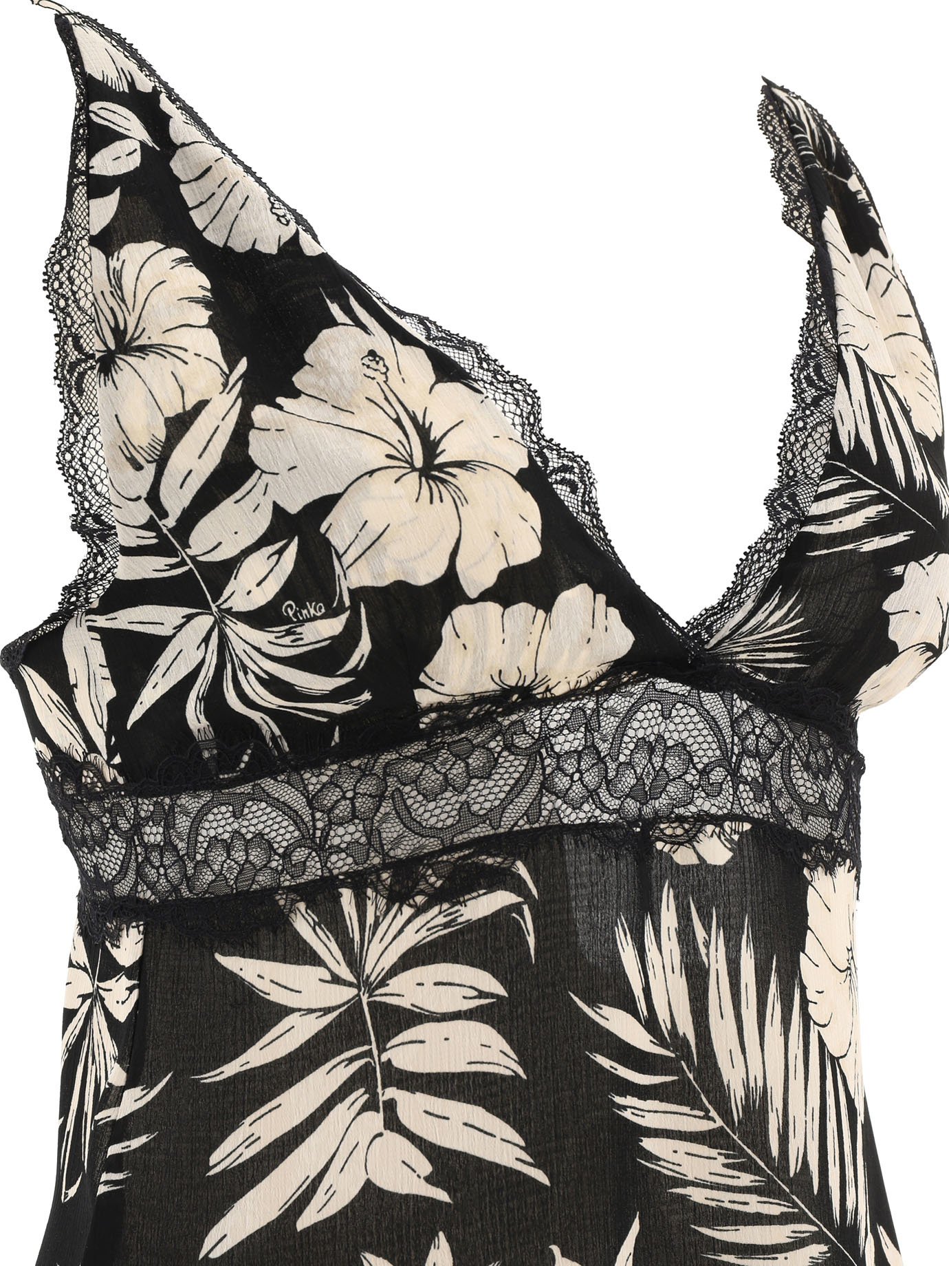 Pinko Floral-print Tank Top In Black