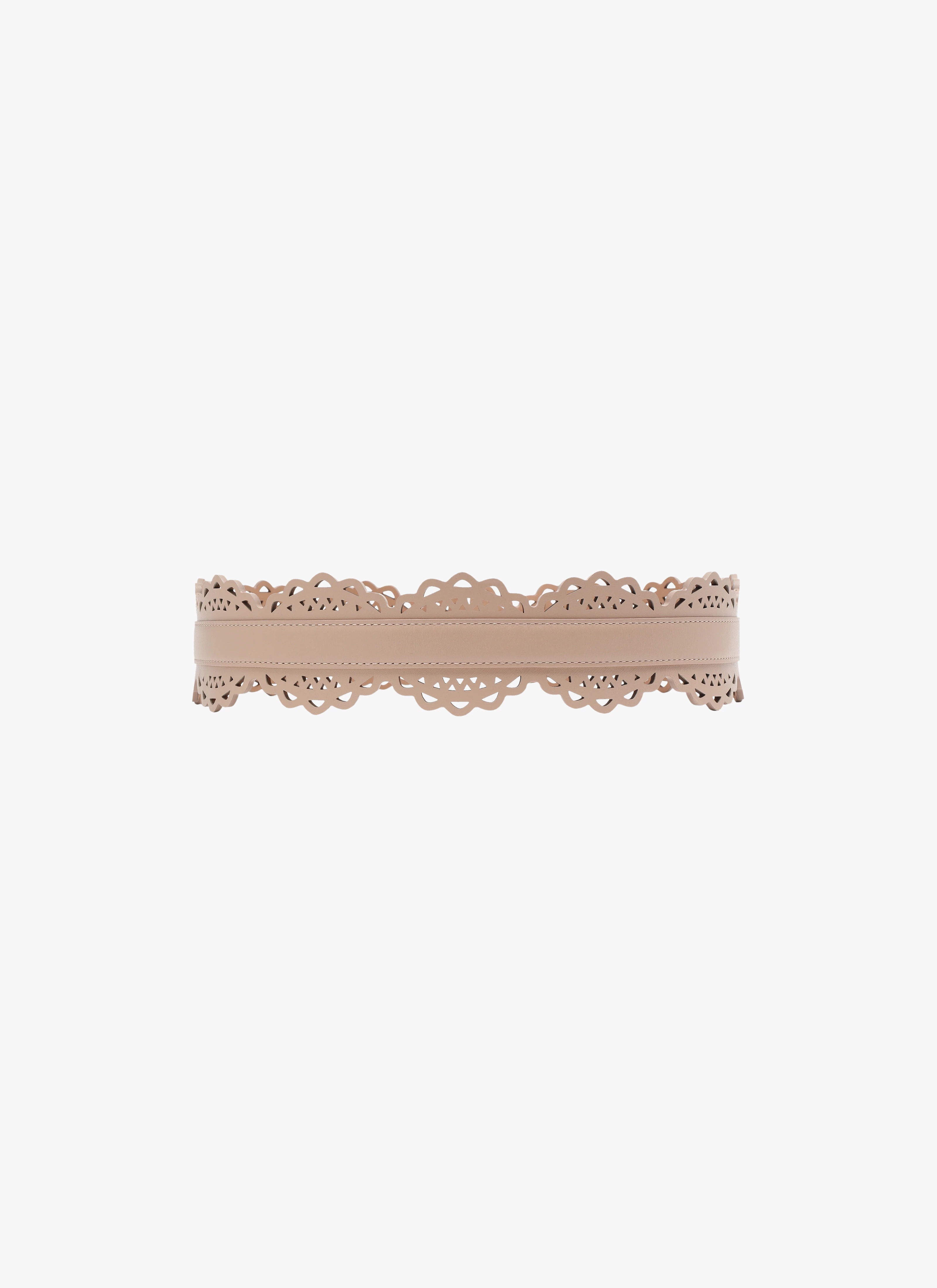 Alaïa Openwork Leather Belt In Nude