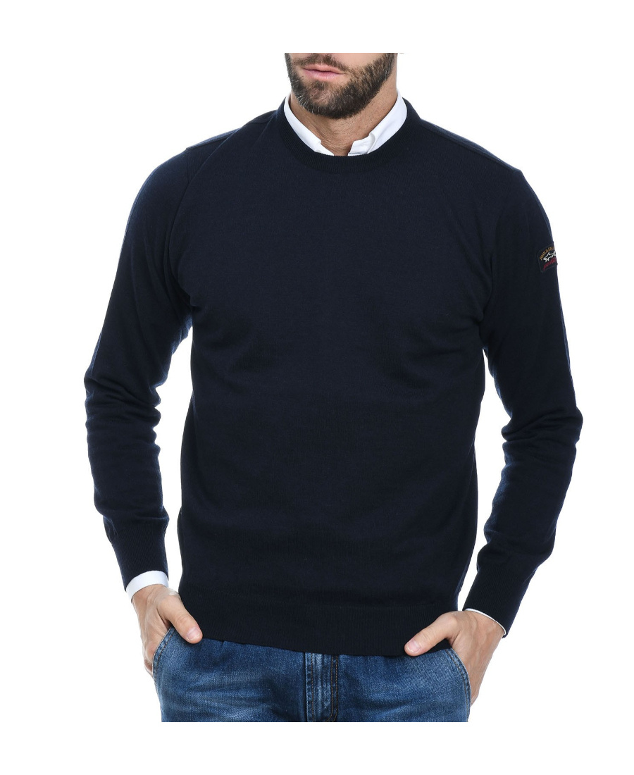 Shop Paul & Shark Logo-patch Wool Jumper In Black