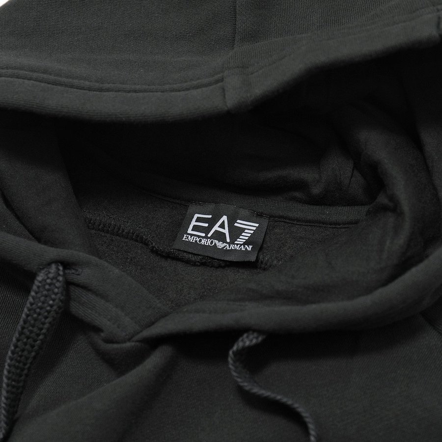 Ea7 Logo Hooded Sweater In Black