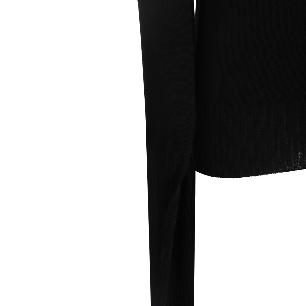 Rick Owens Long Sleeve Wool Knit Top W/cutouts In Black