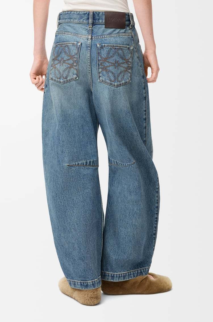 Loewe Barrel Anagram Embroidered Jeans In Blue