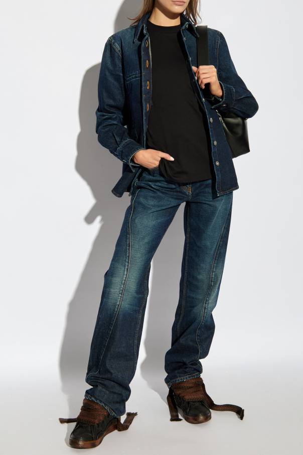 Ferragamo Whiskered Straight-leg Jeans In Blue