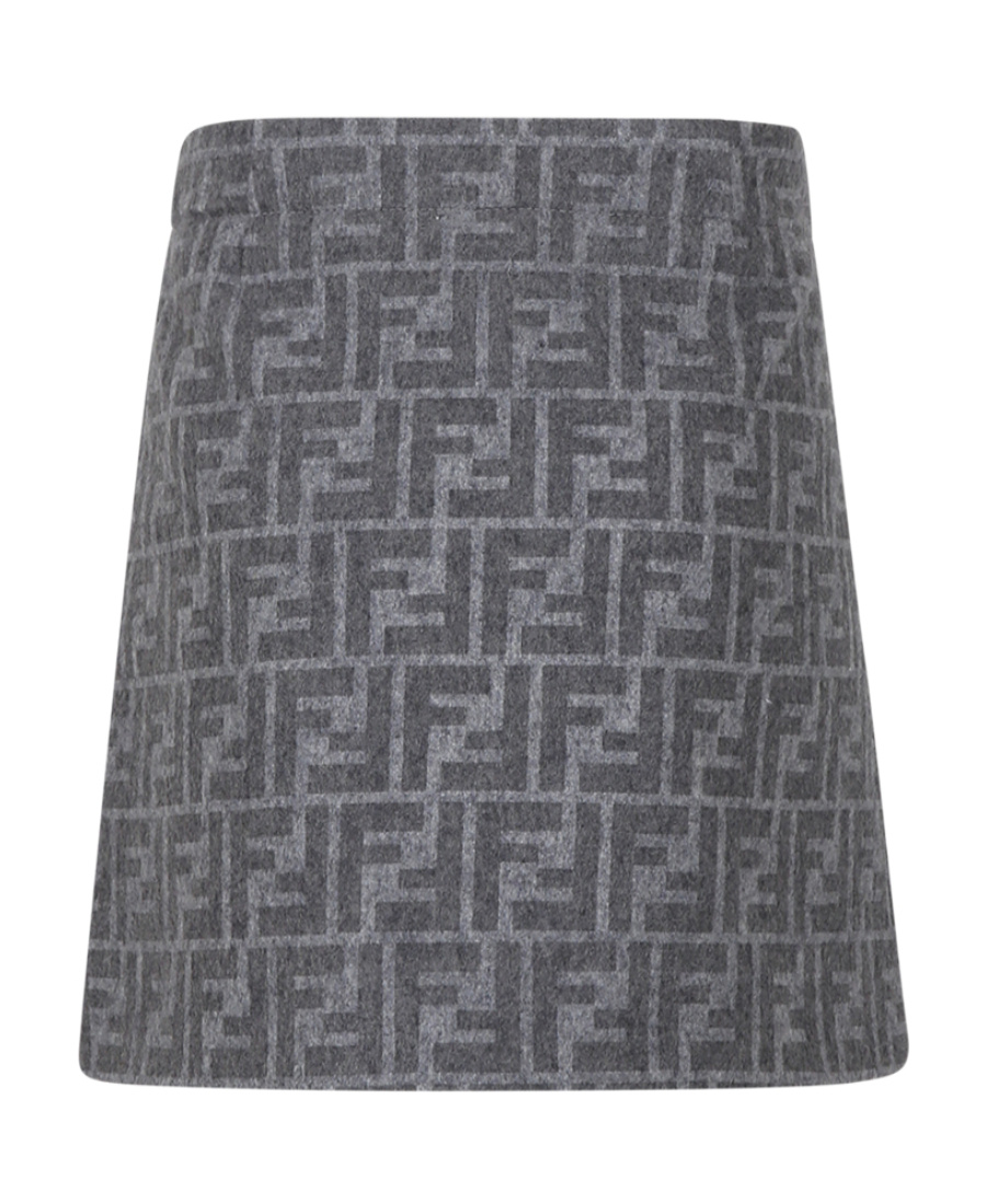 Fendi Ff-monogram Wrap Miniskirt In Gray