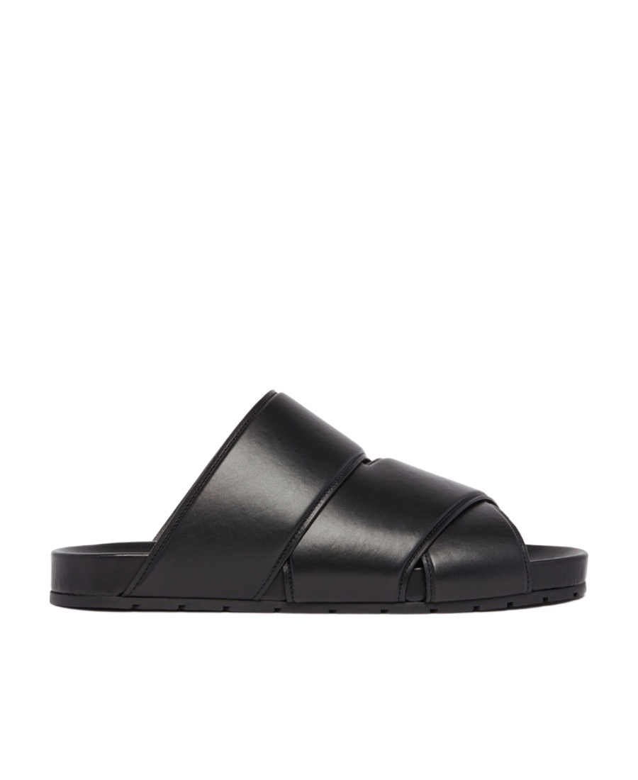 Bottega Veneta Leather Mules Rubber Sole In Black