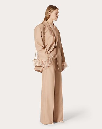 Valentino High-rise Wool Tailored Pants In Nude