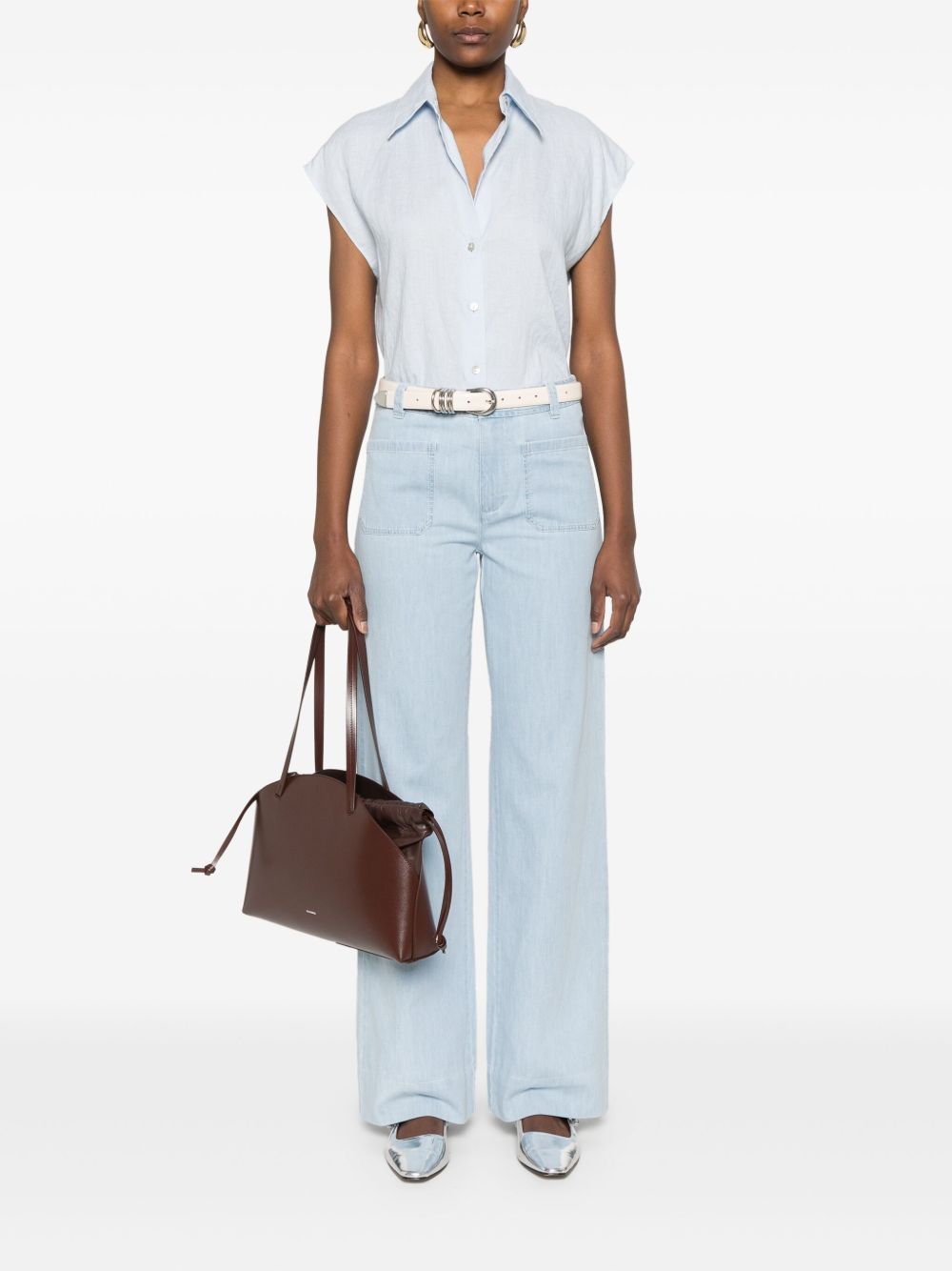 Apc Wide-leg Denim Trousers Patch Pockets In White