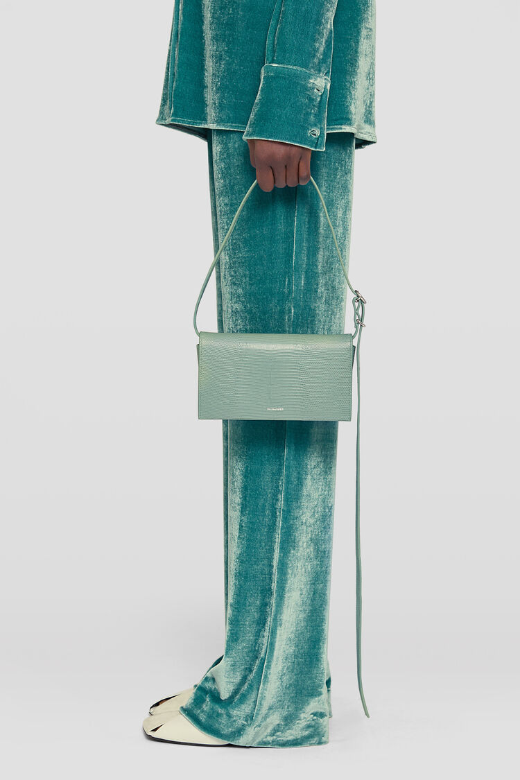 Jil Sander All-day Lizard-skin Effect Crossbody Bag In Gray