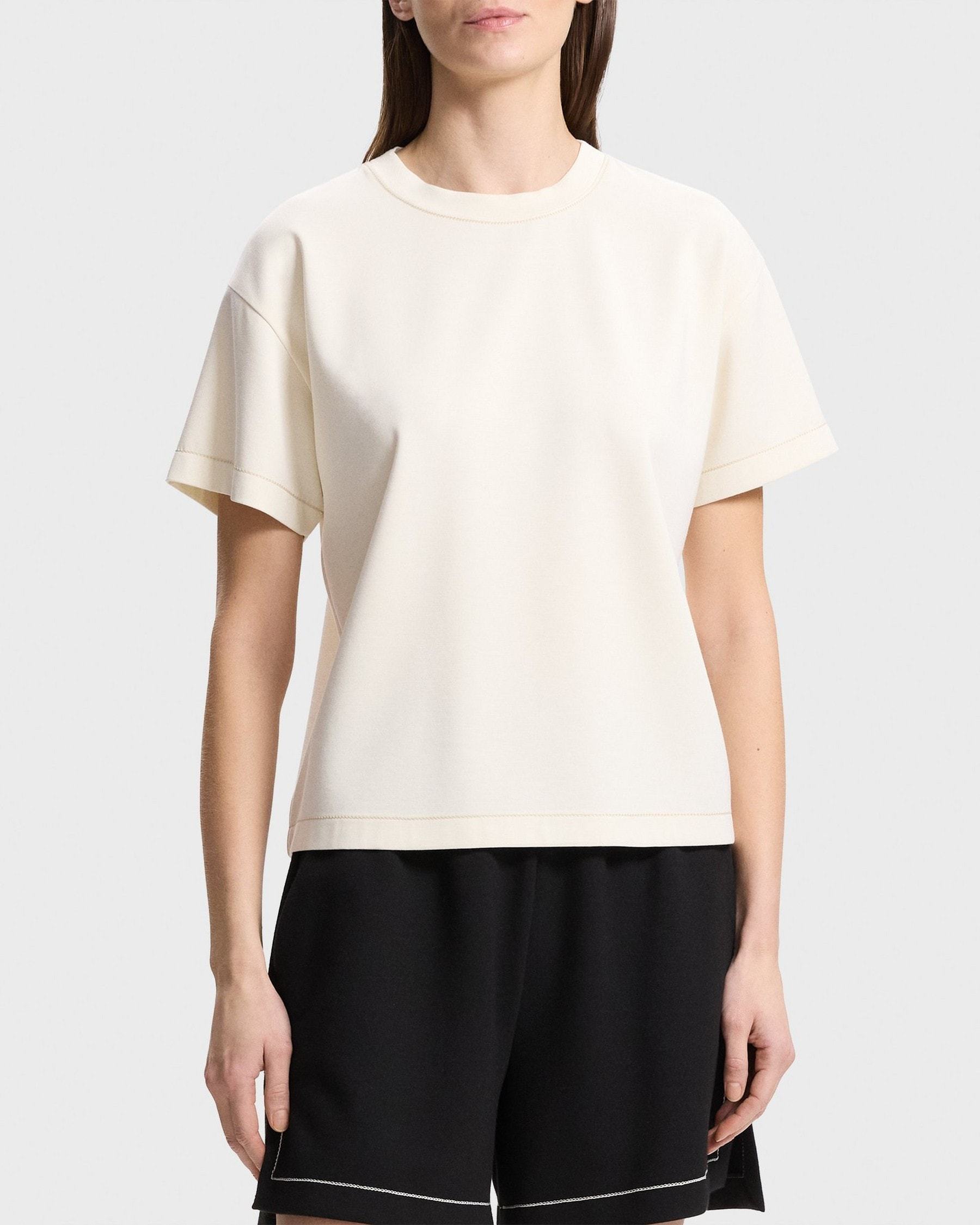 THEORY THEORY DOUBLE-KNIT JERSEY SHORT-SLEEVE SWEATSHIRT