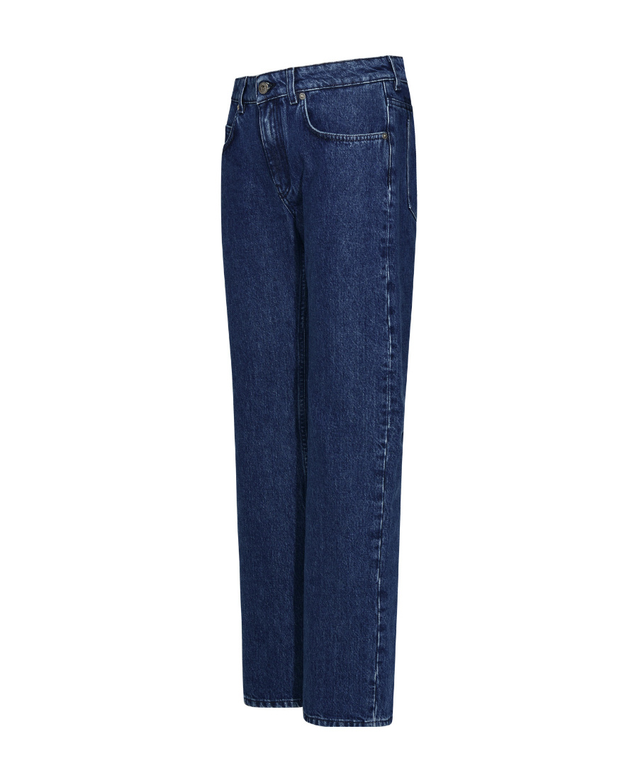 Off-white Logo Patch Straight Leg Jeans In Blue