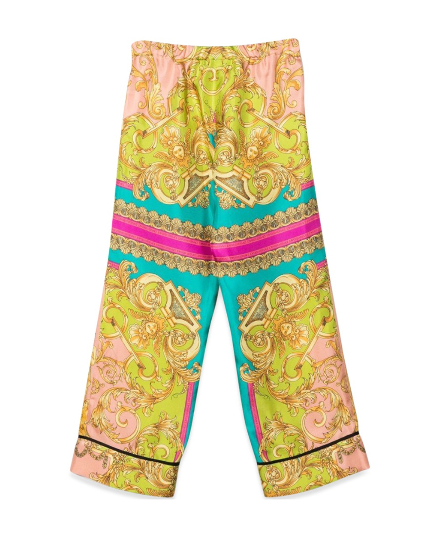 Shop Versace Baroque-print Wide-leg Trousers In Nude