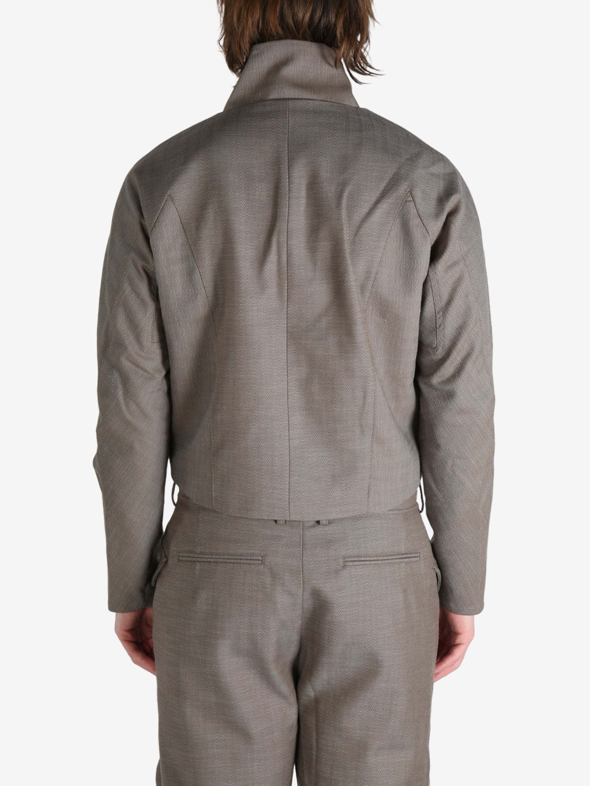 Kiko Kostadinov Zafar Cropped Jacket Herringbone Wool In Brown