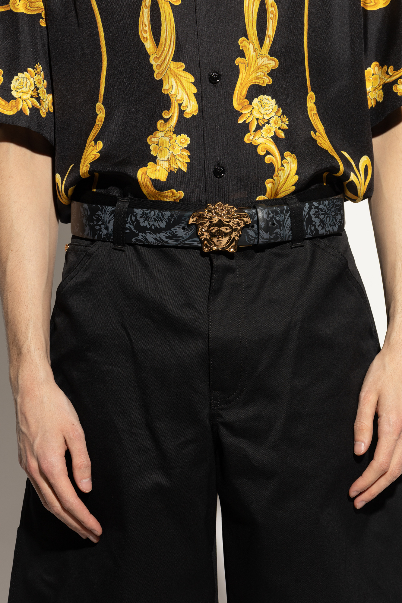 Versace Double-sided Belt In Black