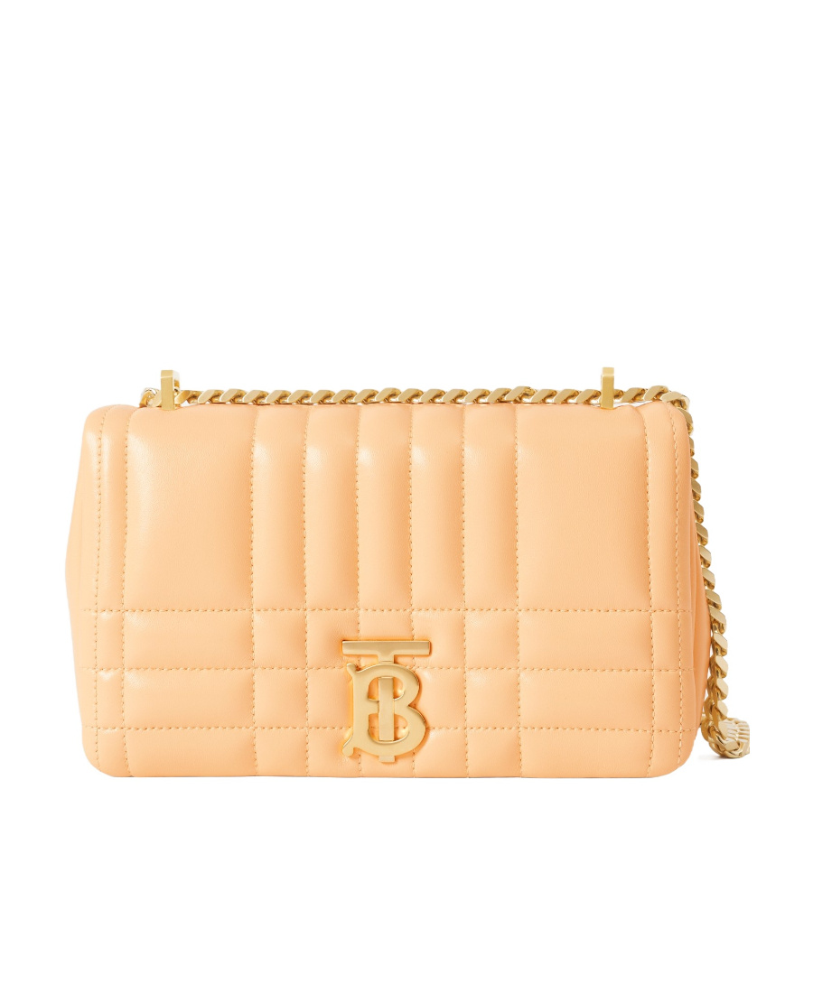 Burberry Mini Lola Quilted Leather Shoulder Bag In Orange