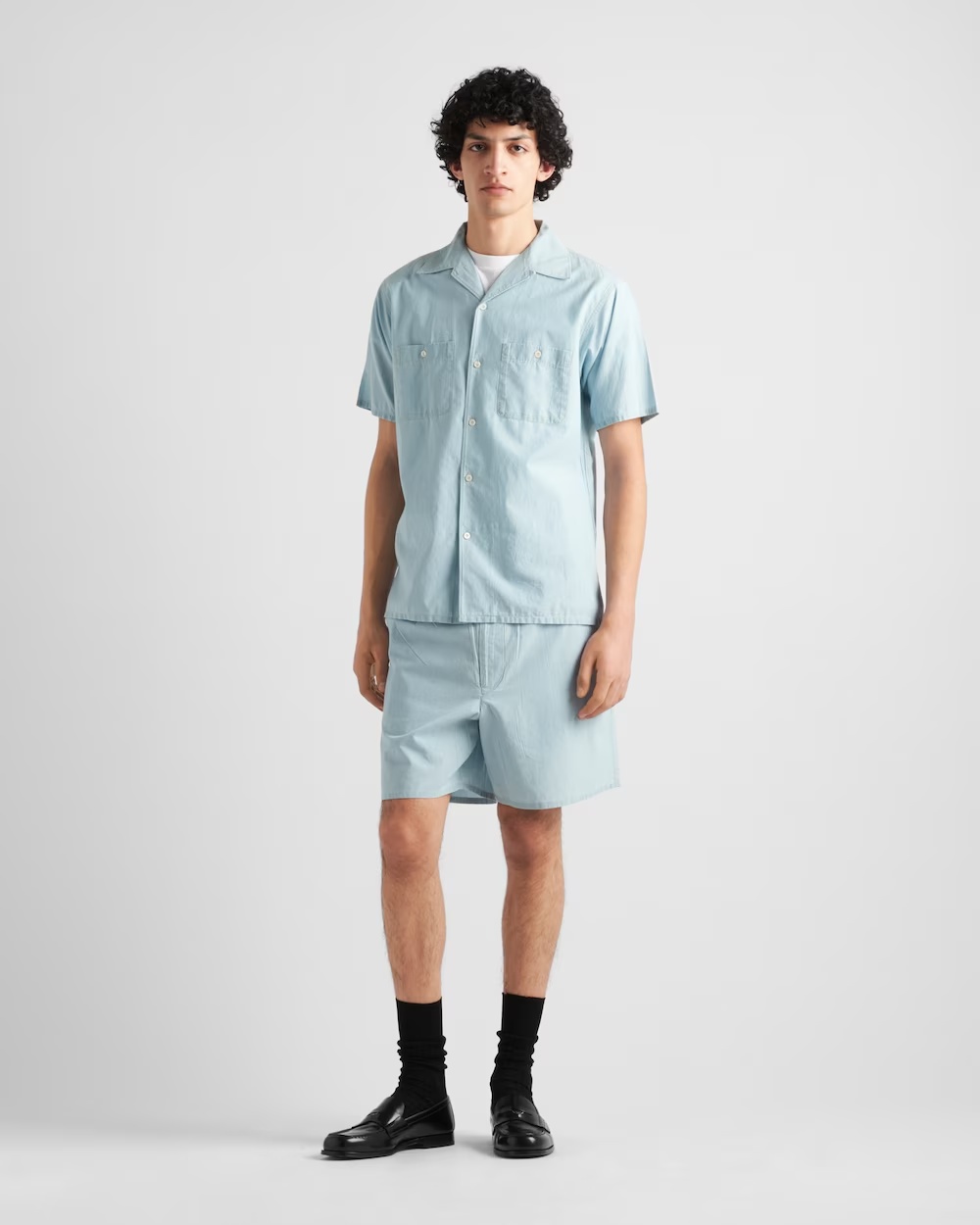 Prada Chambray Shirt In Blue