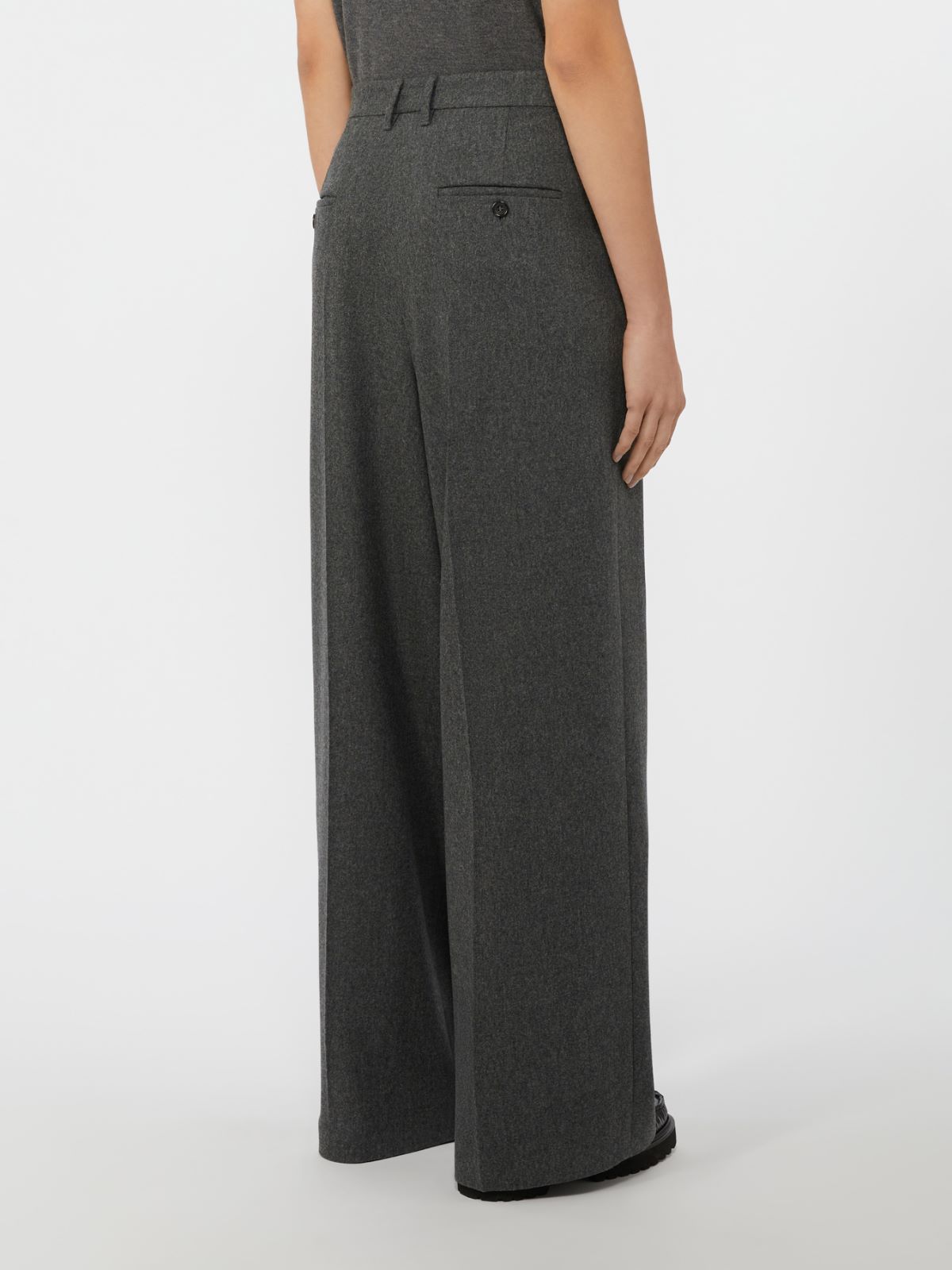 Max Mara Wide-fit Wool Flannel Trousers In Gray