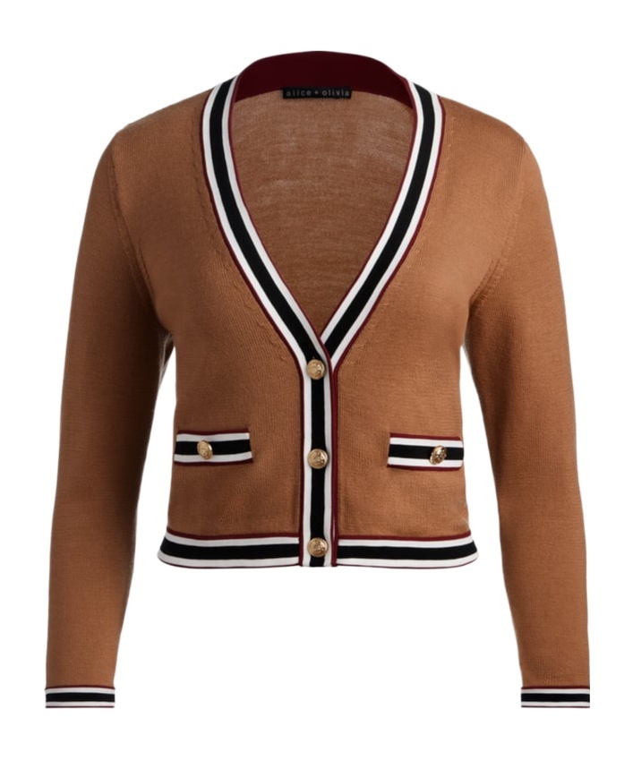Alice And Olivia Kingsley Cardigan In Brown