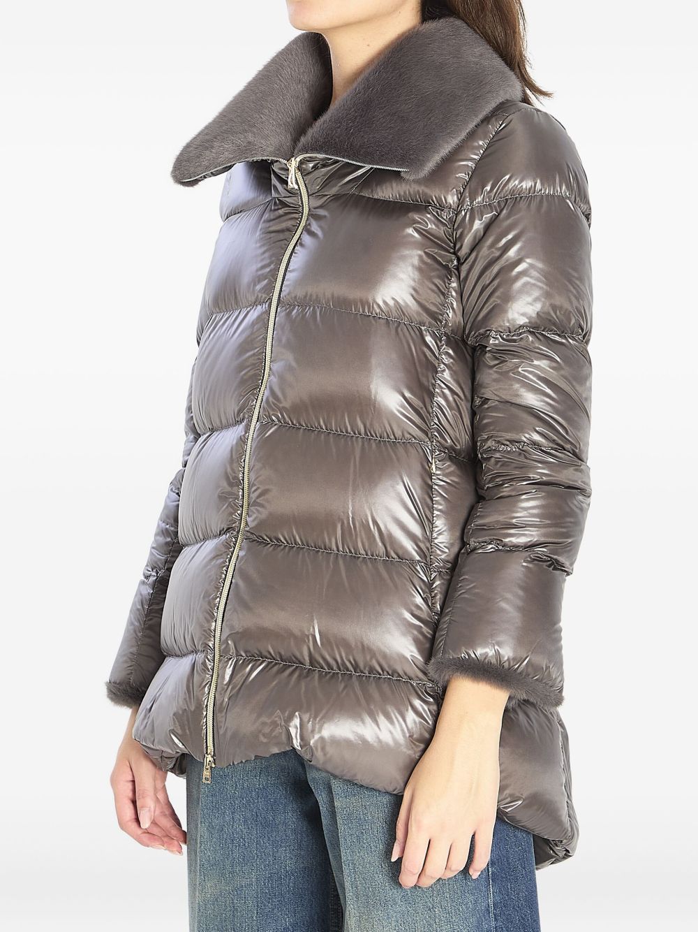 Herno Double-zip Quilted Down Jacket In Gold