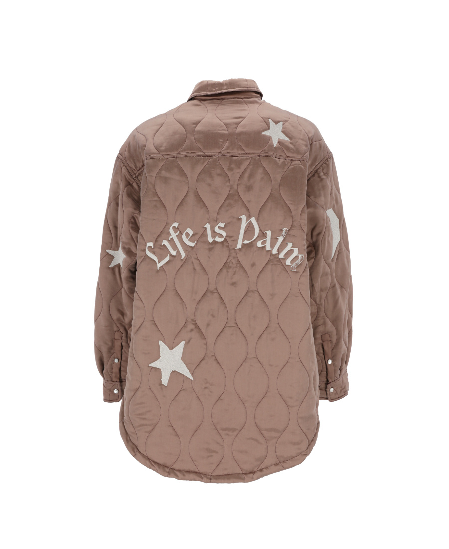 Palm Angels Life Is Palm Quilted Jacket In Brown