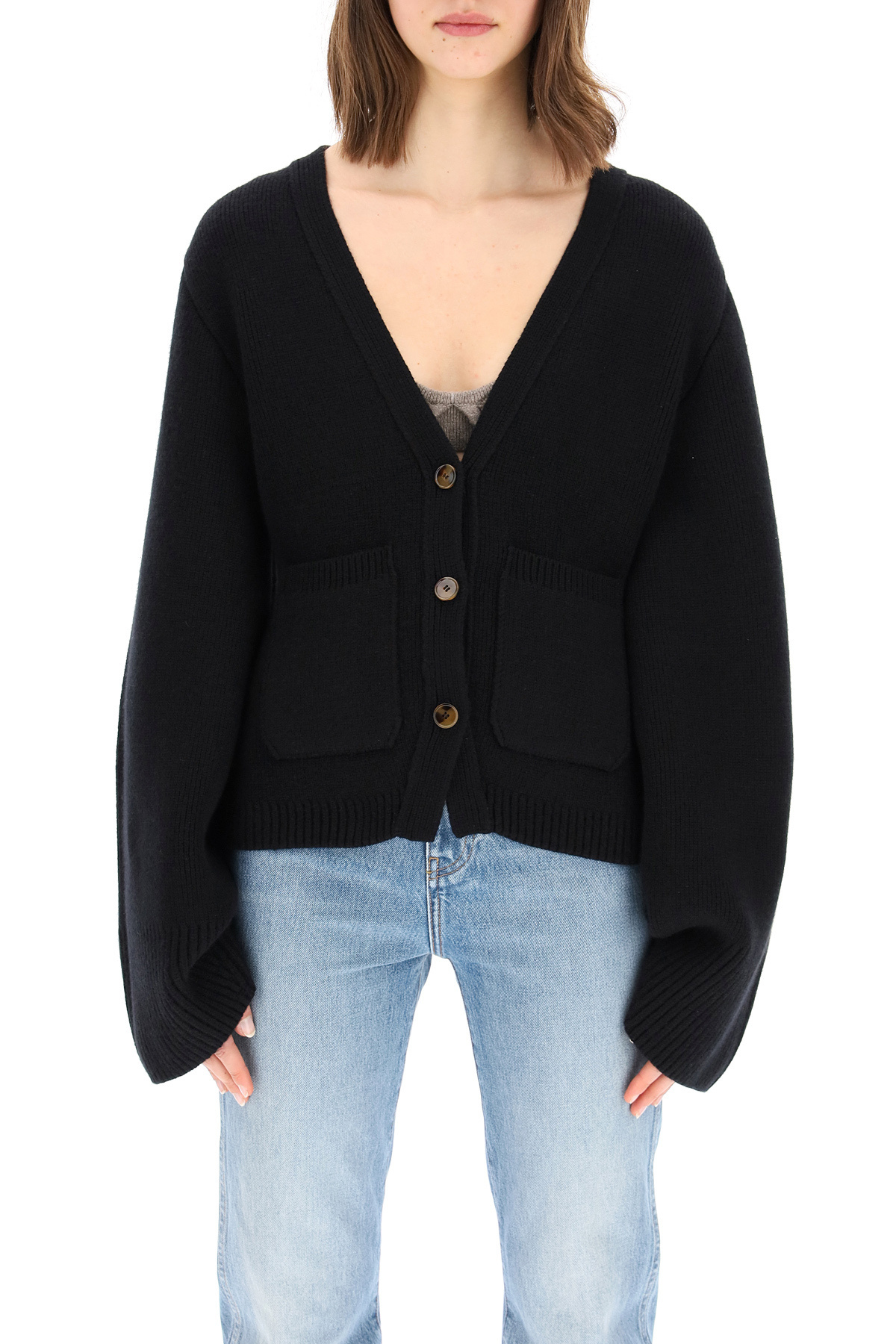 Khaite Scarlet Knitted Cardigan In Blue