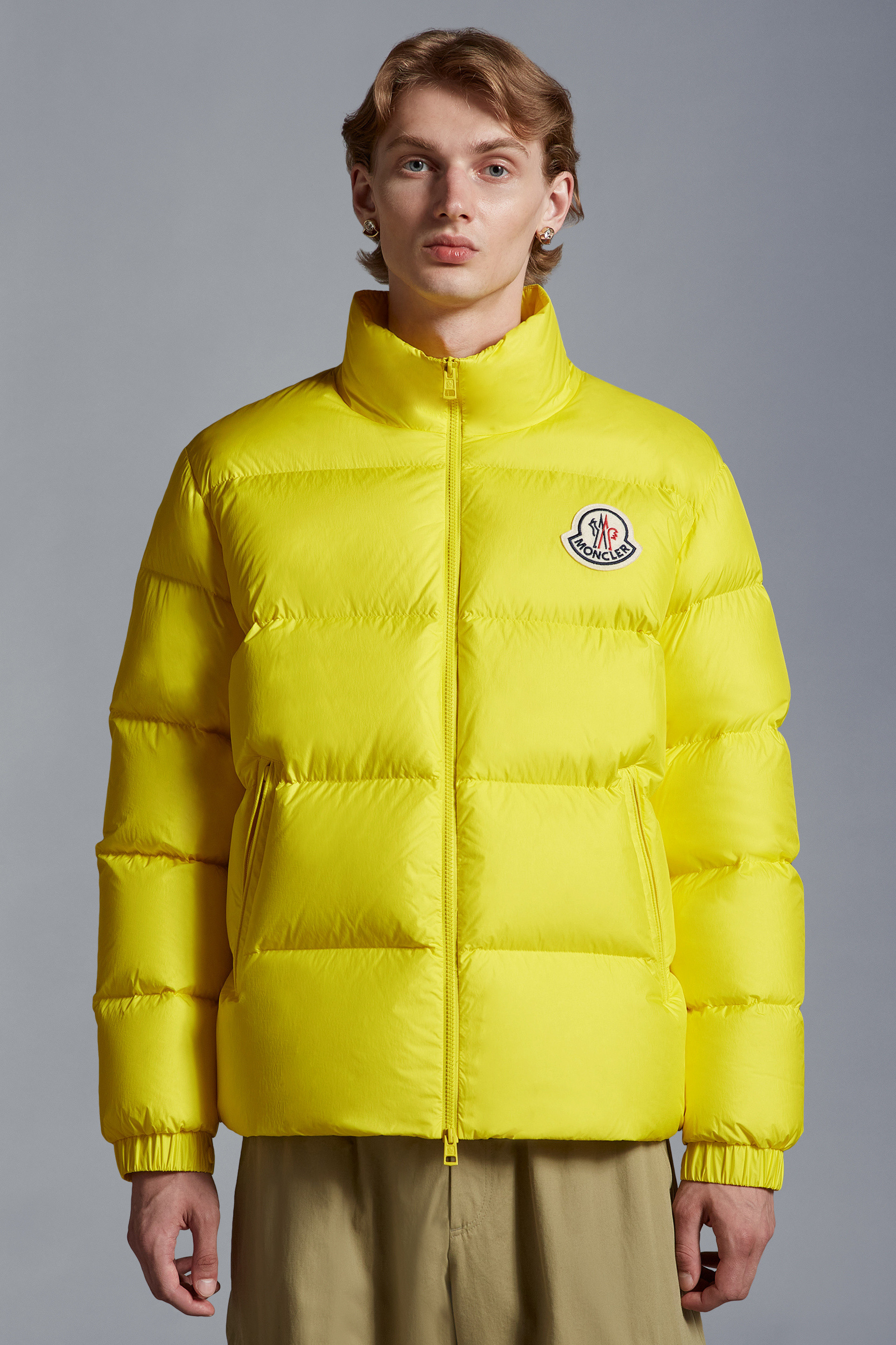 Moncler High-collar Long-sleeved Cotton Suit In Yellow