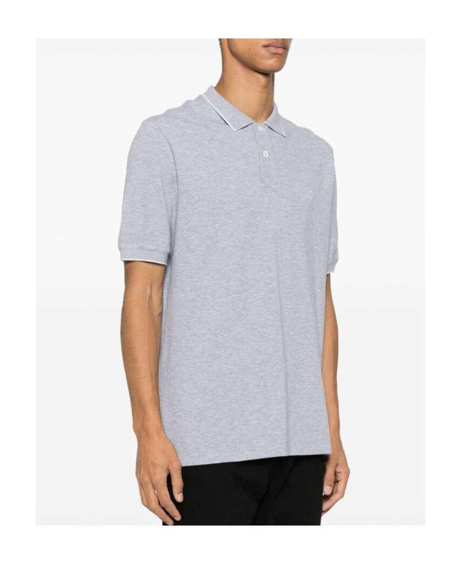 Brunello Cucinelli Mélange Piqué Cotton Polo Shirt In Gray