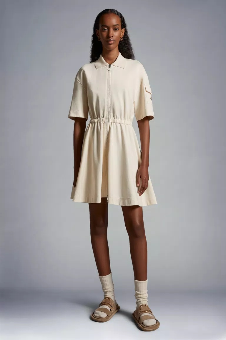 Moncler Fit-and-flare Mini Shirtdress In Nude