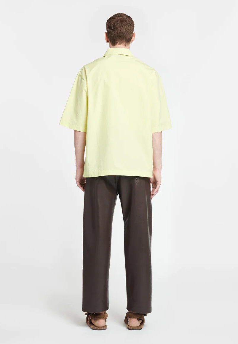 Nanushka Bodil Short-sleeve Cotton Shirt In Yellow