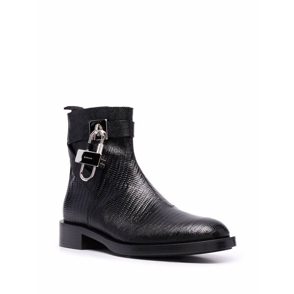 Givenchy Woman Lock Ankle Boot In Black Leather In Black